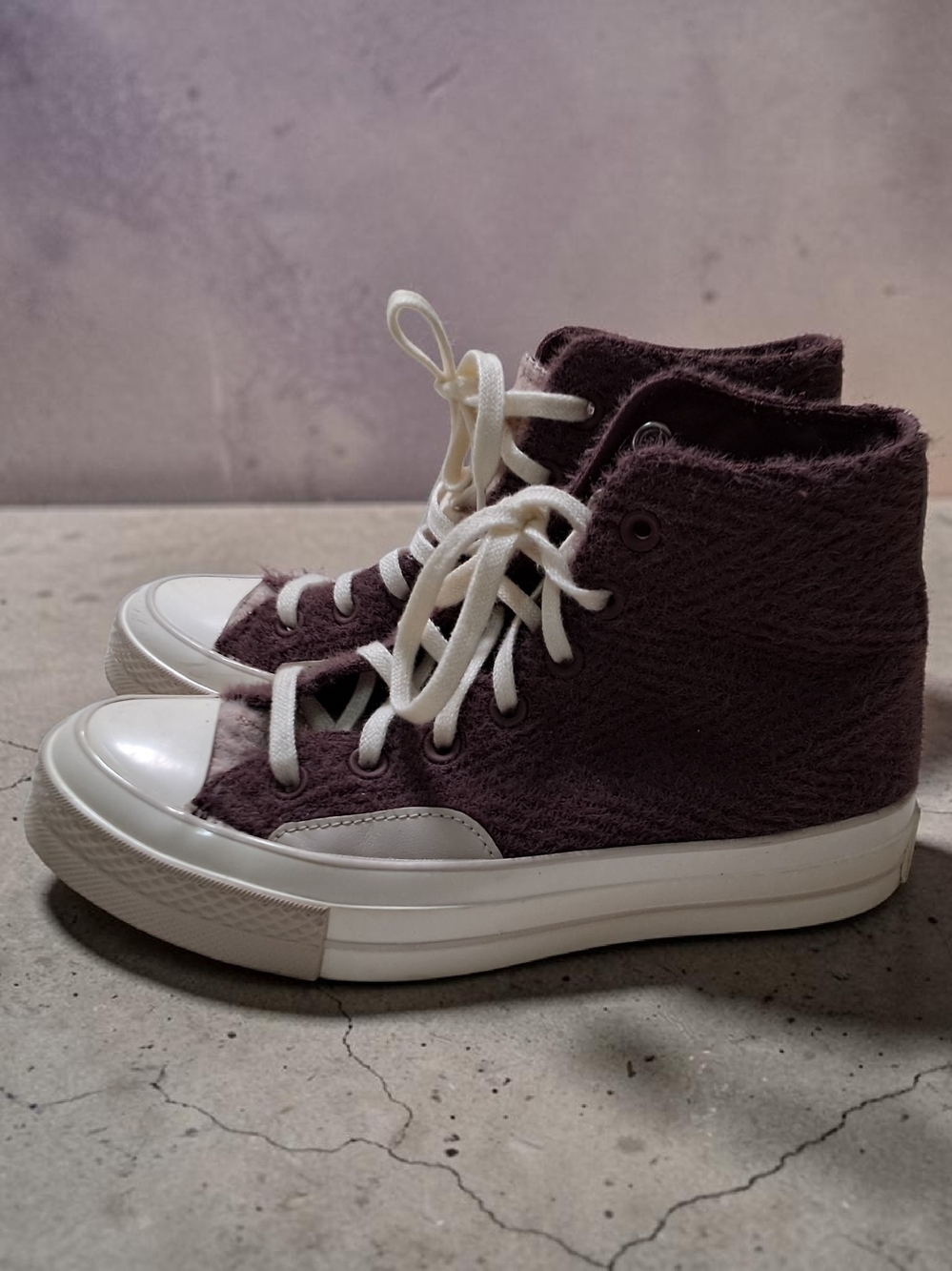 Women's High-Top Athletic Sneakers in Plum with White Accents